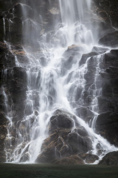 Closer view of the Cascata della Froda, Sonogno, Valle Verzasca, Canton Ticino, Switzerland.