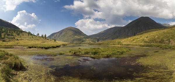 Pond on the top of the Passo del Vivione, Schilpario, Val di Scalve, Bergamo district, Lombardy, Italy.