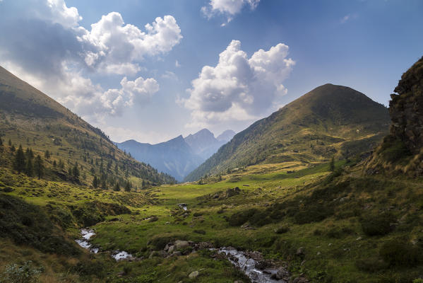 Mountain landscape on the top of the Passo del Vivione, Schilpario, Val di Scalve, Bergamo district, Lombardy, Italy.