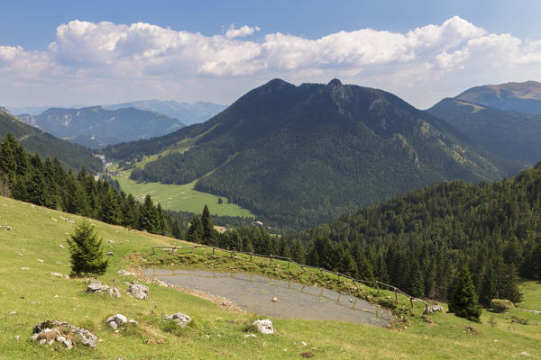 Trail to the Baita Cornetto, under the Presolana mountain, Castione della Presolana, Val Seriana, Bergamo district, Lombardy, Italy.