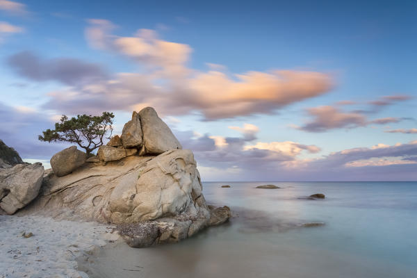 Rocks at Santa Giusta beach, near the famous Scoglio di Peppino, Costa Rei, Muravera, Sarrabus-Gerrei, Sardinia, Italy, Europe.