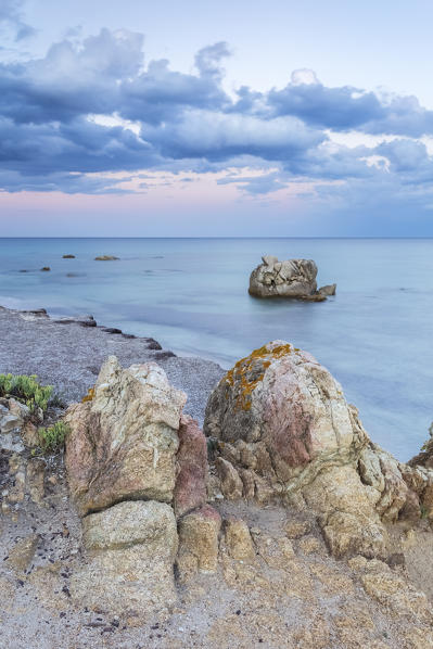 Rocks at Santa Giusta beach, near the famous Scoglio di Peppino, Costa Rei, Muravera, Sarrabus-Gerrei, Sardinia, Italy, Europe.