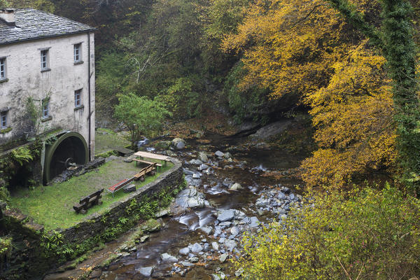 Autumn at Bruzella mill, Muggio Valley, Mendrisio District, Canton Ticino, Switzerland.