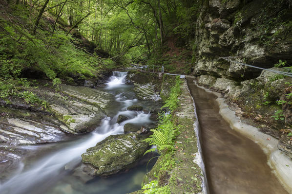 The river Breggia at the Bruzella mill, Muggio Valley, Mendrisio District, Canton Ticino, Switzerland.