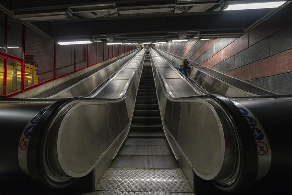 Escalators, Kungstradgarden Metro station, Stockholm, Sweden