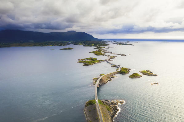 Aerial view of Storseisundet Bridge along the Atlantic  Road, More og Romsdal county, Norway