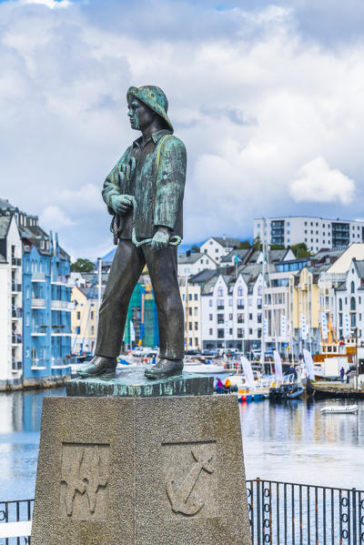 Fiskergutten or fisher boy statue, Alesund, More og Romsdal county, Norway