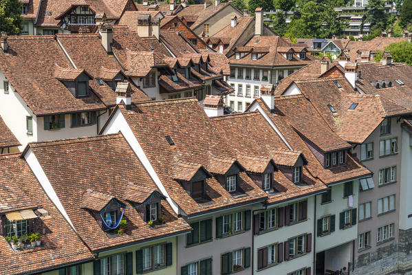 Roofs of the German Swiss homes in the medieval Old Town (Altstadt), Bern, Canton Bern, Switzerland