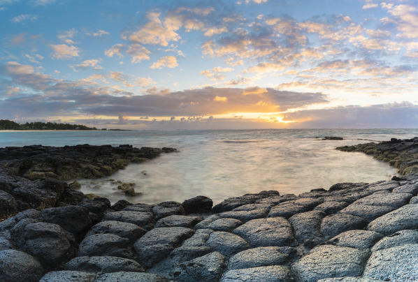 Sunrise over Trou d'Eau Douce, Flacq district, Indian Ocean, East coast, Mauritius