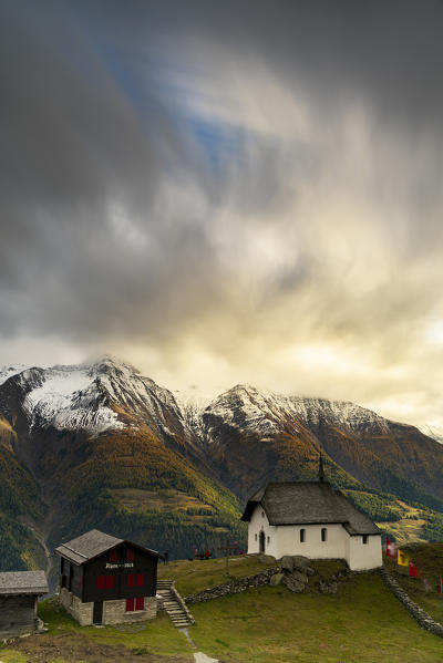 Dark clouds over Bettmeralp, canton of Valais, Switzerland