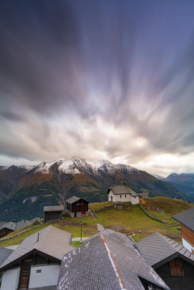 Dramatic sky at sunset, Bettmeralp, canton of Valais, Switzerland