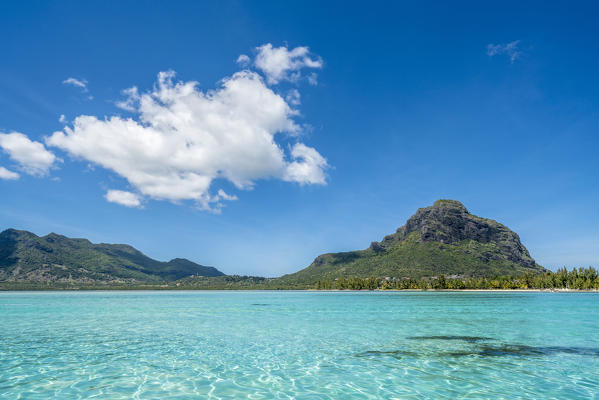 Turquoise water of tropical lagoon, Le Morne Brabant, Black River district, Indian Ocean, Mauritius
