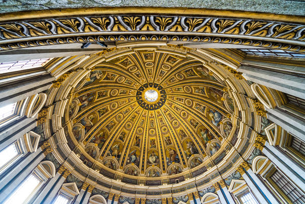 Interior dome of St. Peter's Basilica (Basilica di San Pietro), Vatican City, Rome, Lazio, Italy