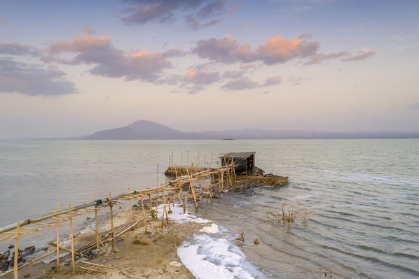Sunrise over the salt Lake Afrera (or Lake Afdera), Danakil Depression, Afar Region, Ethiopia, Africa