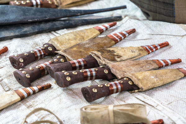 Traditional daggers for sale in the market of Bati, Amhara Region, Oromia, Ethiopia, Africa