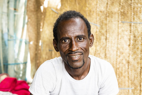 Portrait of adult ethiopian man, Melabday, Asso Bhole, Danakil Depression, Afar Region, Ethiopia, Africa