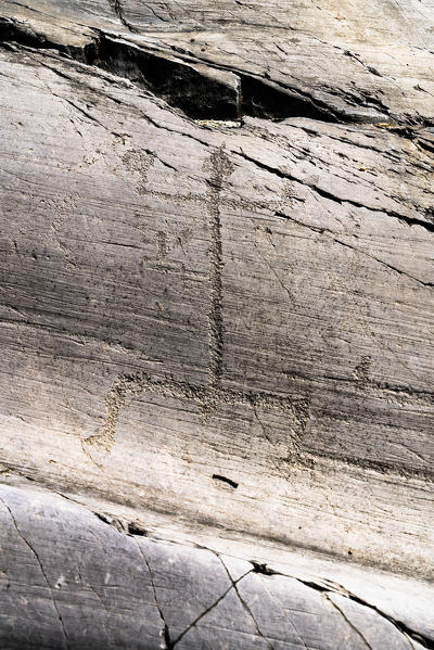 Rock drawings, Naquane National Park of Rupestrian Engravings National Park, Capo di Ponte, Valcamonica, Lombardy, Italy