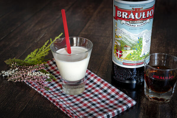 Italian typical sorbetto (sorbet) made with Braulio liquor
