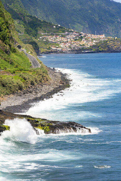 Coastal road towards Seixal, Porto Moniz municipality, Madeira island, Portugal