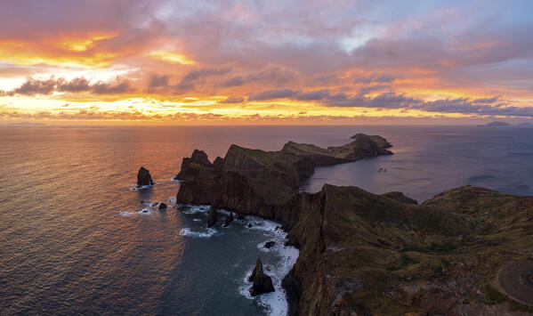 Sunrise from Ponta Do Rosto viewpoint, Sao Lourenco Peninsula, Canical, Madeira island, Portugal