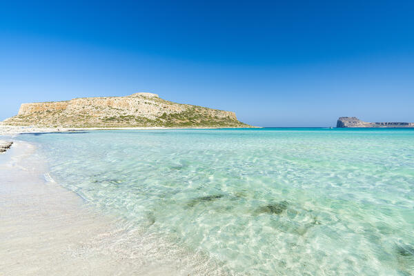 Crystal turquoise water of sea, Balos, Crete island, Greece