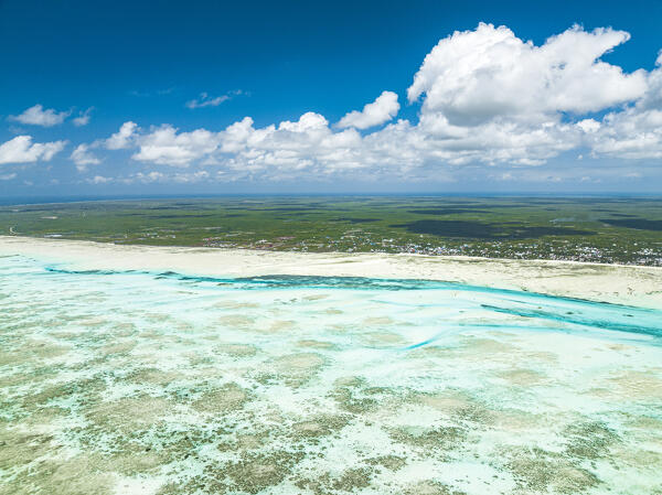 Coral reef during the low tide, aerial view, Paje, Jambiani, Zanzibar, Tanzania