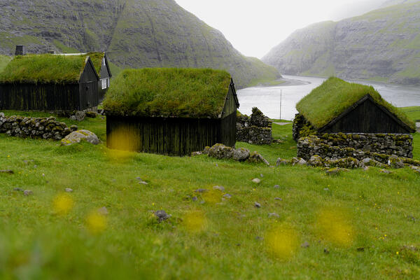 Traditional grass roof houses, Saksun, Streymoy Island, Faroe Islands