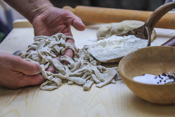 Pizzoccheri ready for cooking. Lombardy. Italy. Europe