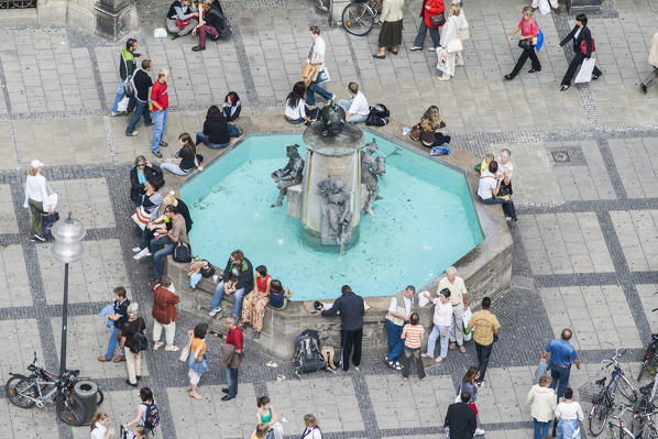 Marienplatz Fish Fountain Munich Bavaria southern Germany Europe