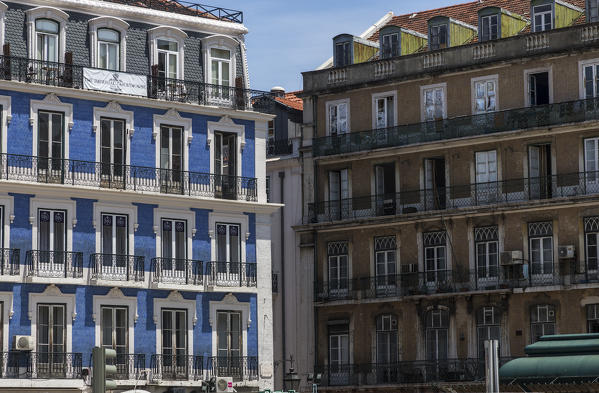 The colorful and decorated buildings of Lisbon Portugal Europe