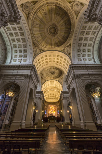 The decorated and ancient interiors of the Roman Catholic Cathedral of Fermo Marche Italy Europe