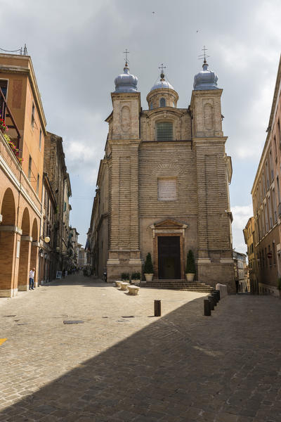 View of the holy Church of San Filippo Neri and the historical buildings of the medieval town  center Macerata Marche Italy Europe