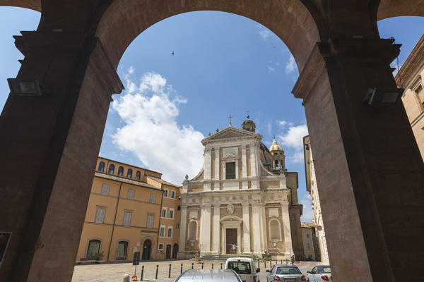 View of Saint Giovanni church and the historical buildings of the medieval old town Macerata Marche Italy Europe