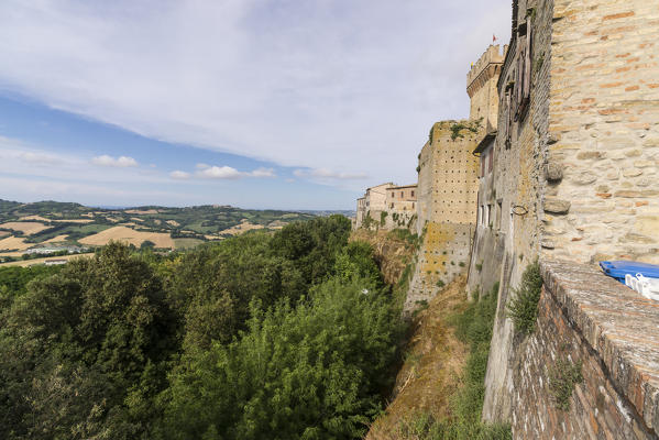The castle and fortress of the medieval village perched on the hill Offagna Province of Ancona Marche italy Europe