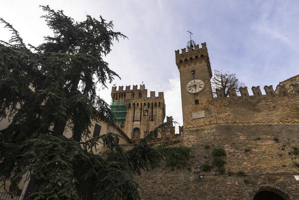 The castle and fortress of the medieval village perched on the hill Offagna Province of Ancona Marche italy Europe