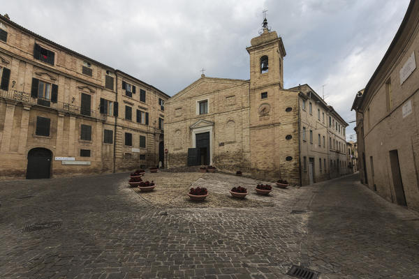 The ancient Santa Maria di Monte Morello Church seen from Casa Leopardi Recanati Province of Macerata Marche Italy Europe