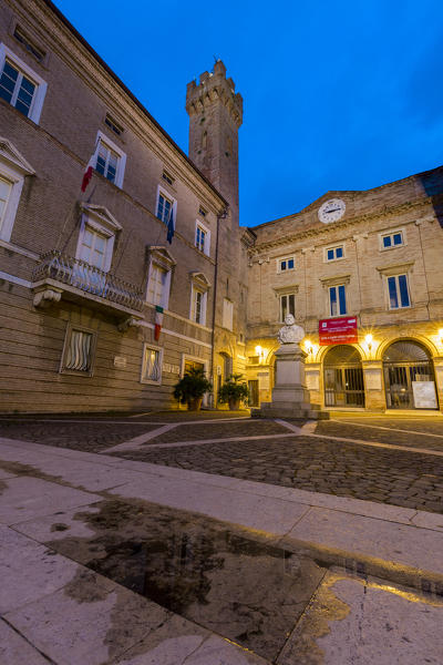 Historical buildings and typical architecture of the ancient old town center of Loreto  Province of Ancona Marche Italy Europe