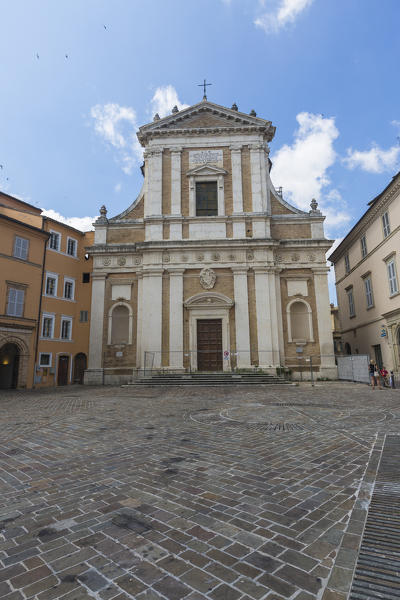 View of Saint Giovanni church and the historical buildings of the medieval old town Macerata Marche Italy Europe