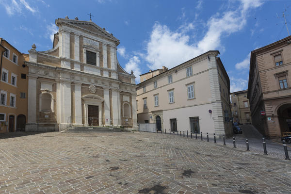 View of Saint Giovanni church and the historical buildings of the medieval old town Macerata Marche Italy Europe