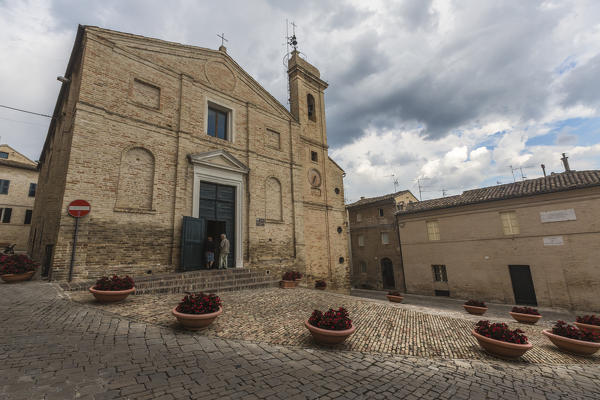 The ancient Santa Maria di Monte Morello Church seen from Casa Leopardi Recanati Province of Macerata Marche Italy Europe