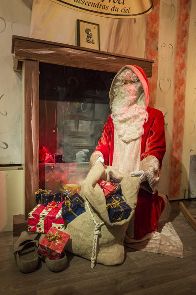 Santa Claus with Christmas gifts Kaysersberg Haut-Rhin department Alsace France Europe