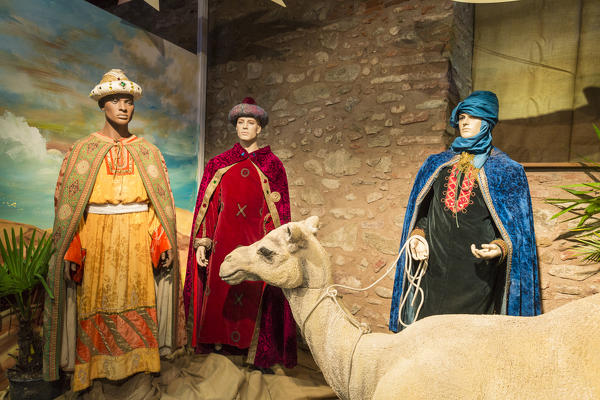 Details of the Christmas nativity scene with The Three Wise Men Kaysersberg Haut-Rhin department Alsace France Europe