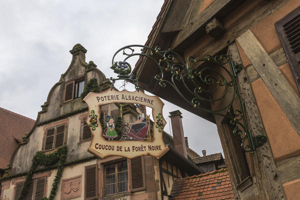 Typical pottery shop in the old medieval town Kaysersberg Haut-Rhin department Alsace France Europe