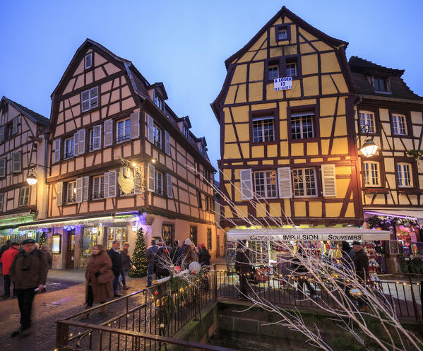 Panorama of Christmas Markets in the old medieval town of Colmar Haut-Rhin department Alsace France Europe