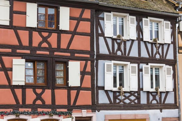Typical architecture and colored facade of house in the old town Petite Venise Colmar Haut-Rhin department Alsace France Europe