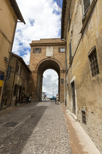 The medieval Porta di Santa Lucia a symbol of the ancient hill town Urbino Province of Pesaro Marche Italy Europe