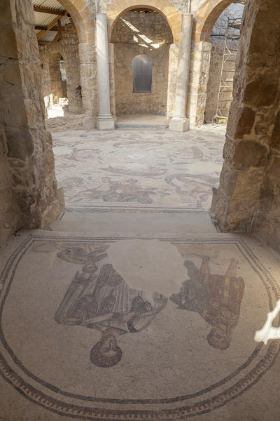 Ancient roman mosaics in the archeological site of Villa Romana del Casale Piazza Armerina province of Enna Sicily Italy Europe