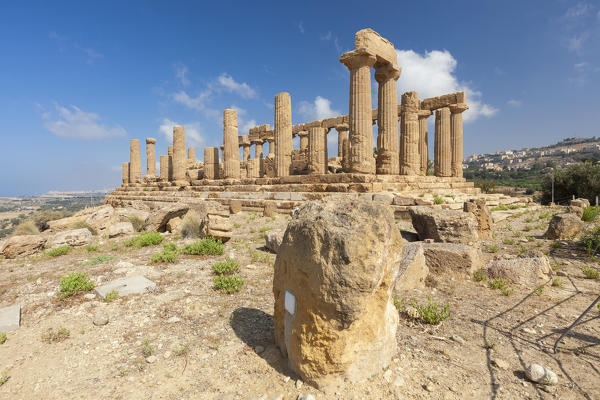 The Temple of Juno a Greek temple of the ancient city of Akragas located in the Valle dei Templi Agrigento Sicily Italy Europe