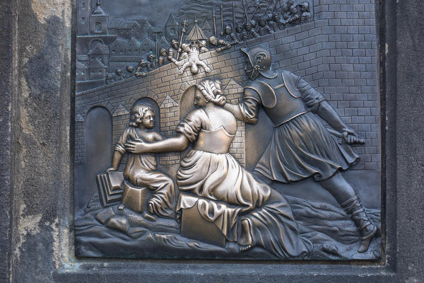Details of the ancient high reliefs Cathedral of Saint Vitus Old Town Square Prague Czech Republic Europe