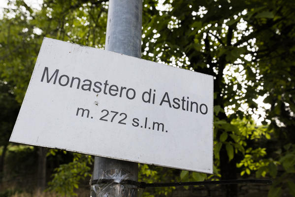 Signboard of the historical monastery of Astino, Longuelo, Province of Bergamo, Lombardy, Italy, Europe